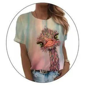 Super Cute Ostrich on Pastel Tee